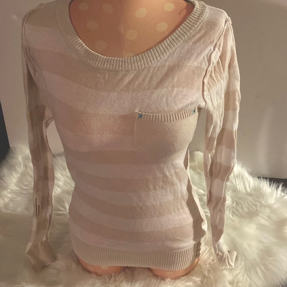 T/O sweaters striped sweater cream white blue XS